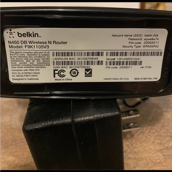 Black Wireless Router with Power Adapter - Picture 3 of 4